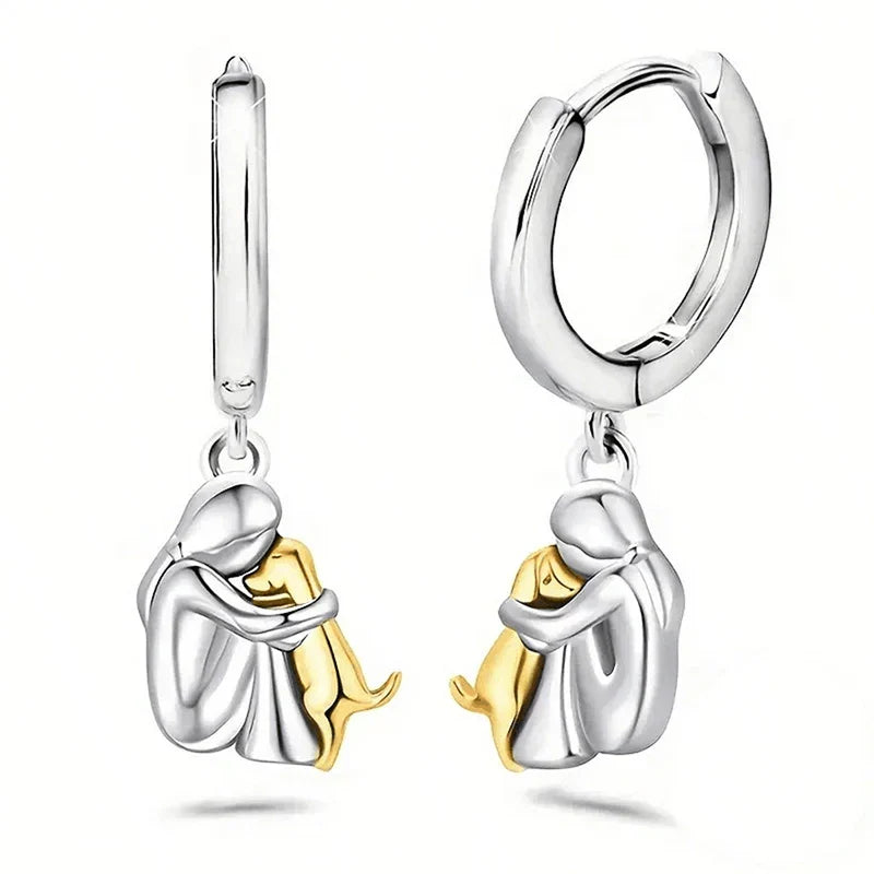 Dog Hug Dangle Earrings for Pet Lovers