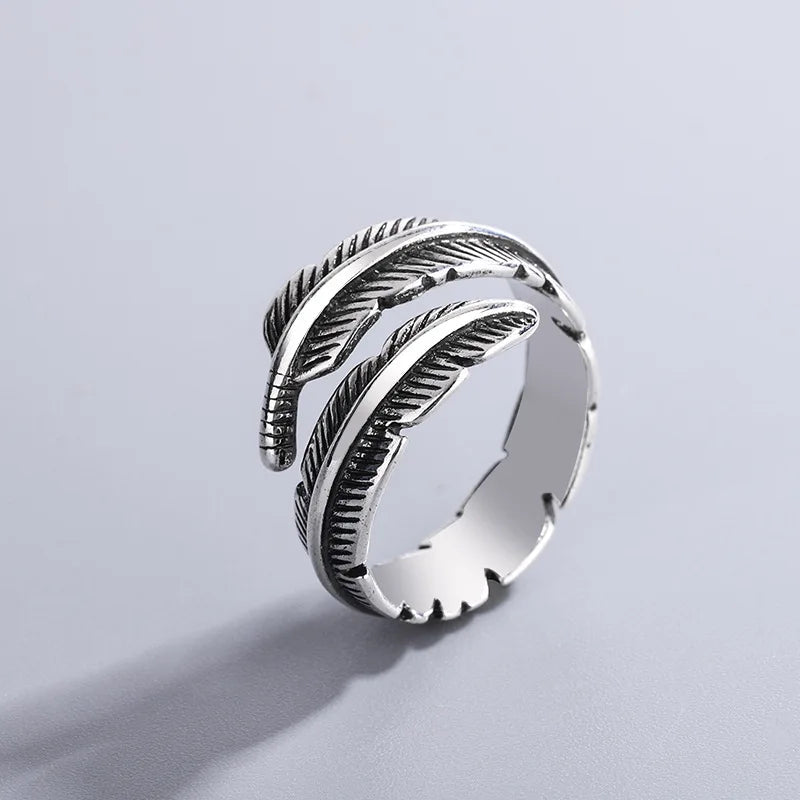 Adjustable Memorial Ring Sterling Silver Feather Angel