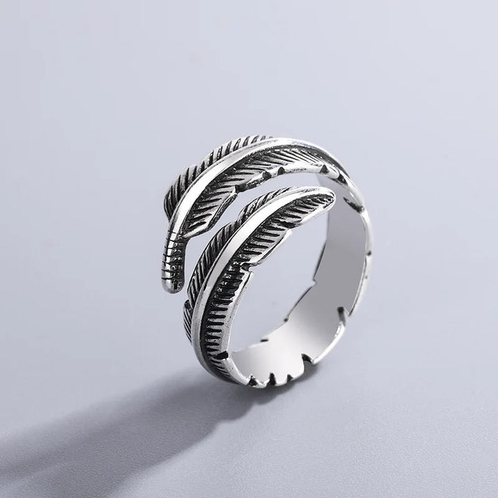 Adjustable Memorial Ring Sterling Silver Feather Angel