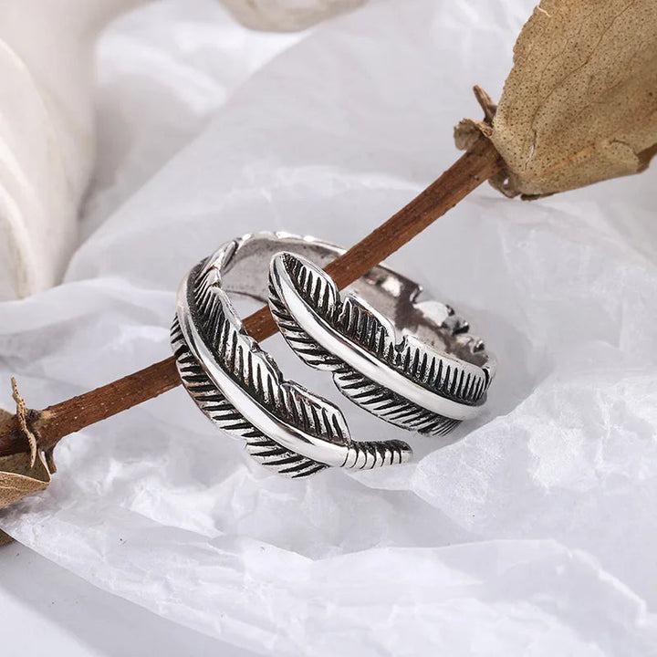 Adjustable Memorial Ring Sterling Silver Feather Angel