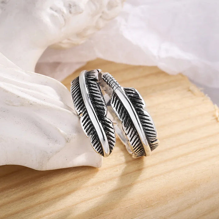 Adjustable Memorial Ring Sterling Silver Feather Angel