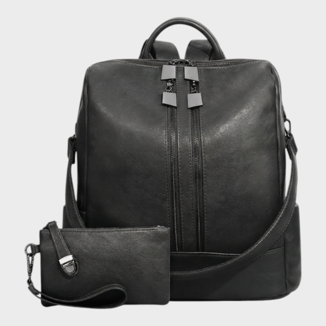 Vegan Leather Backpack with Convertible Shoulder Strap