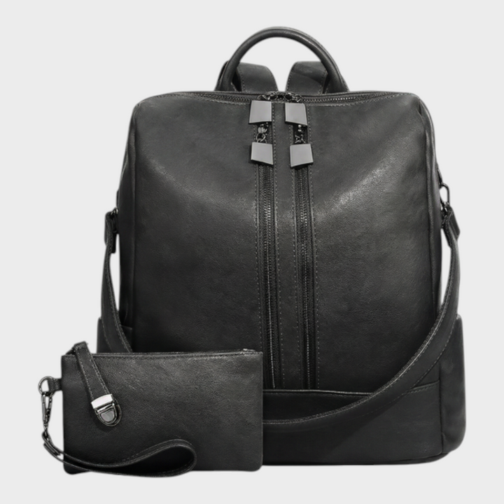 Vegan Leather Backpack with Convertible Shoulder Strap