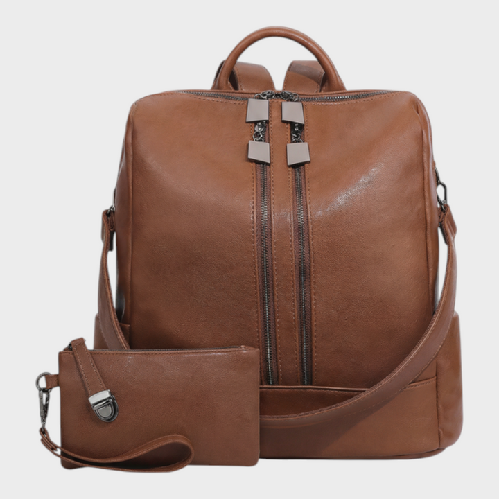 Vegan Leather Backpack with Convertible Shoulder Strap