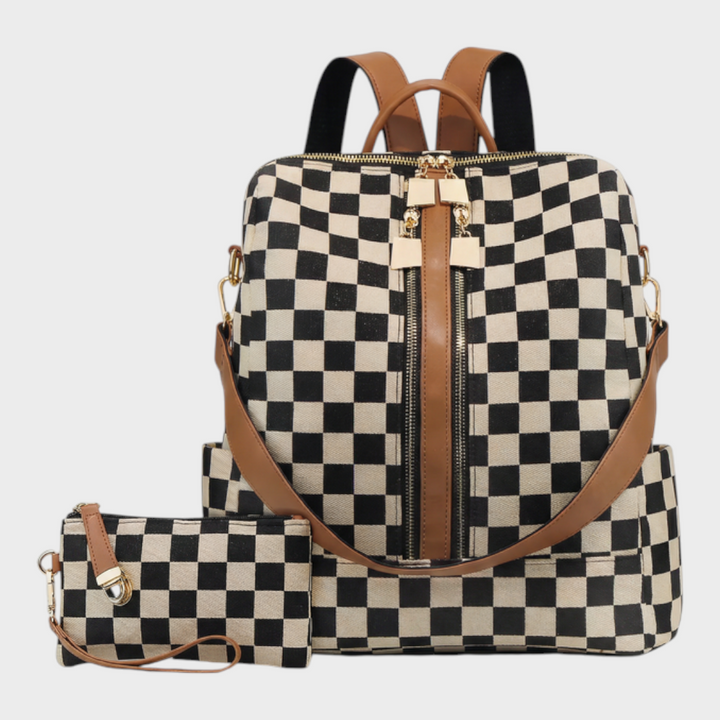 Vegan Leather Backpack with Convertible Shoulder Strap