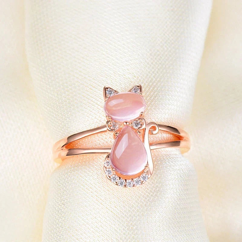 Cat Ring Rose Gold | Dainty Animal Ring for Cat Lovers