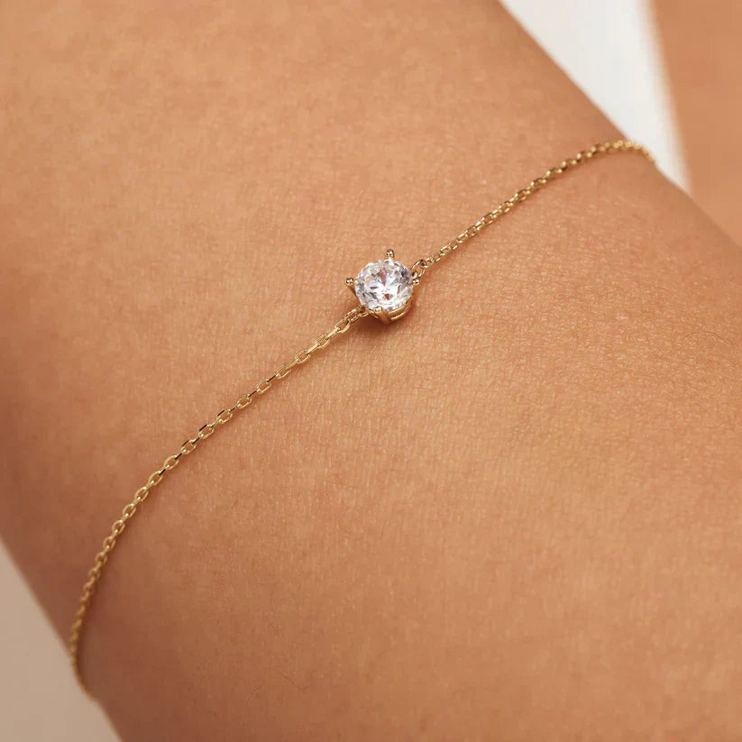 White Gold Stone Bracelet | Elegant Everyday Jewelry for Women