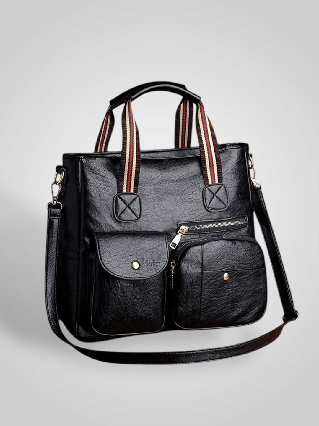 Retro Leather Shoulder Bag with Multiple Compartments