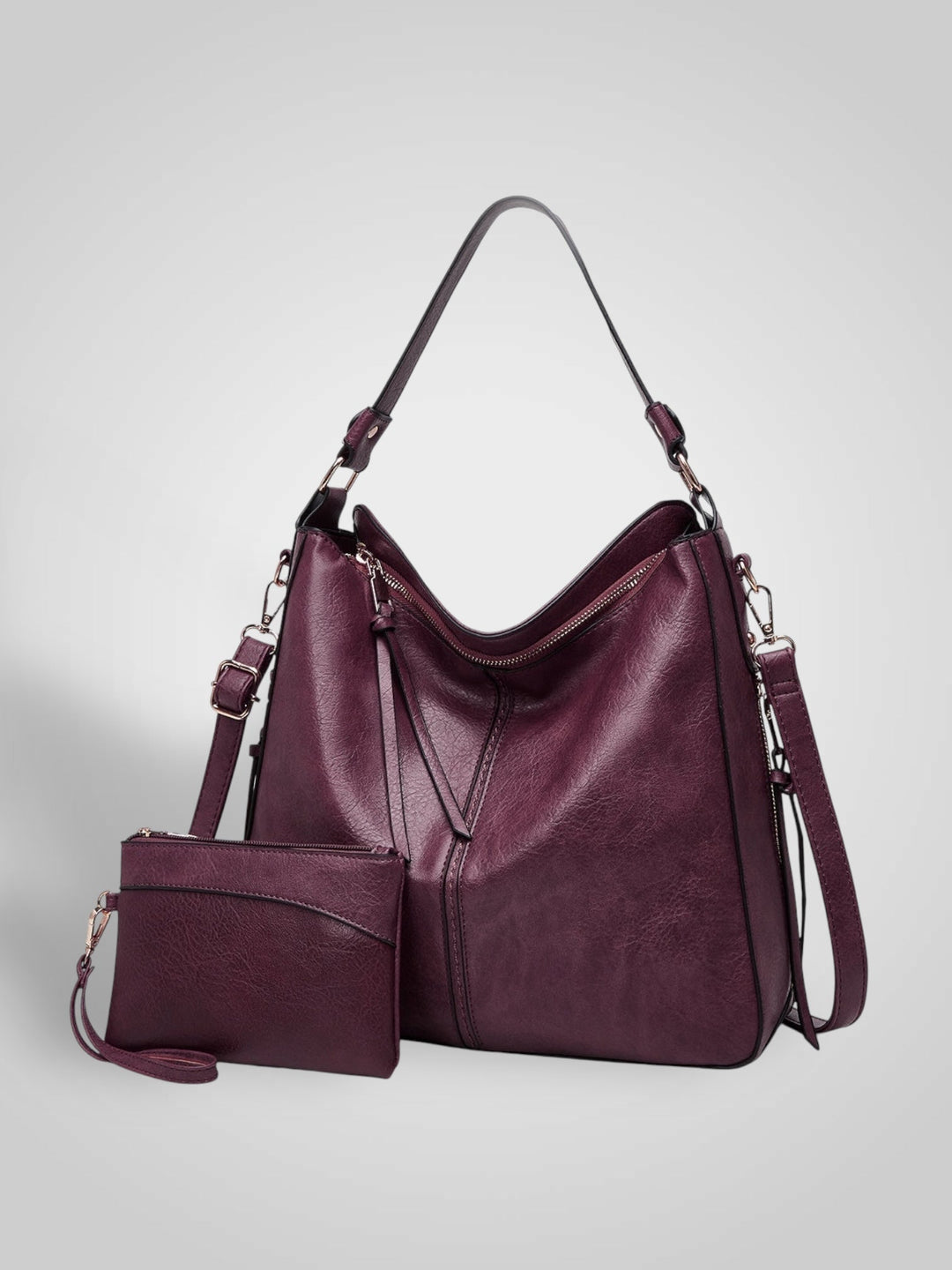 Leather Hobo Bag for Women - Anti-Theft Shoulder Bag
