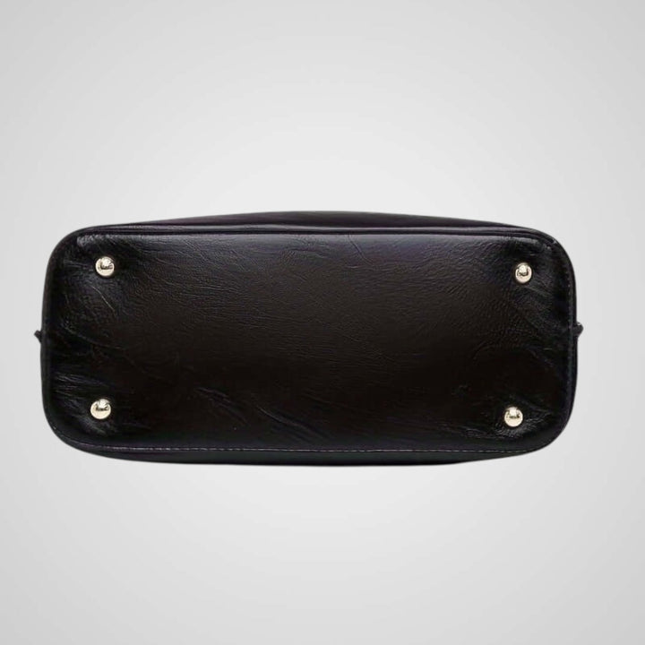 Two-Tone Leather Handbag with Contrast Handle