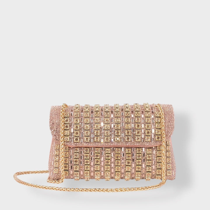 Chain Shoulder Bag with Crystal Embellishments for Women