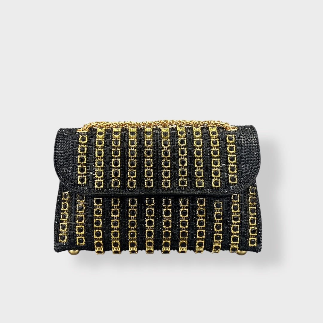 Chain Shoulder Bag with Crystal Embellishments for Women