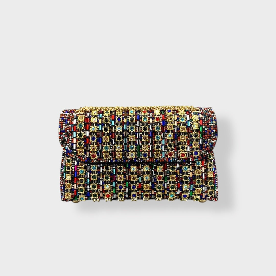 Chain Shoulder Bag with Crystal Embellishments for Women