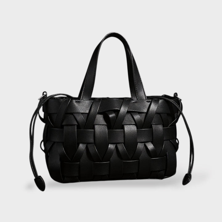 Handwoven Leather Handbag with Crossbody Strap for Women