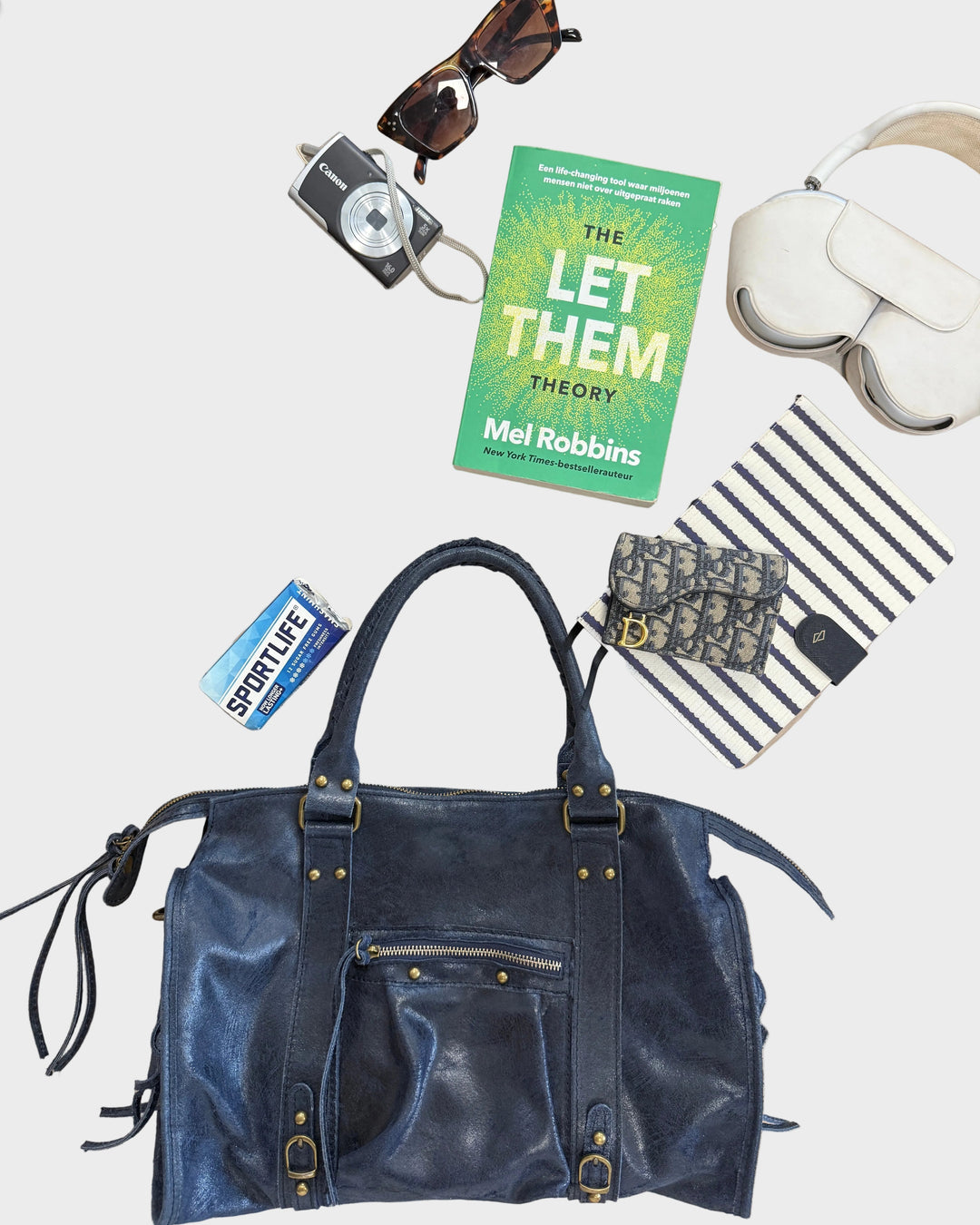 Navy Leather Tote Bag for Women | Spacious Work Laptop Bag