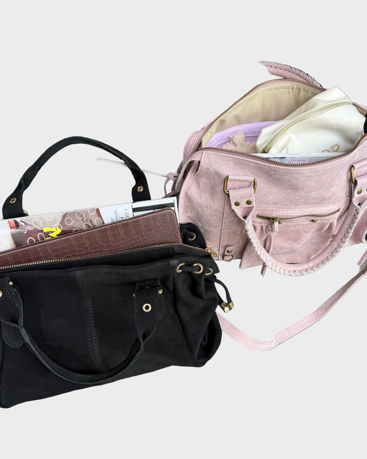 Vanilla Pink Leather Tote Bag - Genuine Italian Leather Handbag