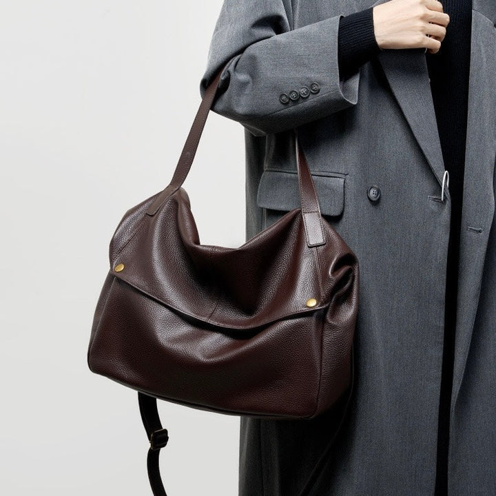 Soft Leather Tote Bag - Minimalist Everyday Shoulder Bag