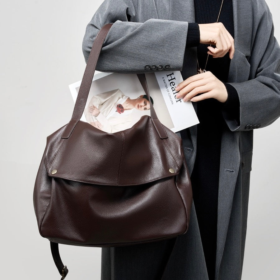 Soft Leather Tote Bag - Minimalist Everyday Shoulder Bag