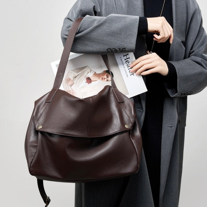 Soft Leather Tote Bag - Minimalist Everyday Shoulder Bag
