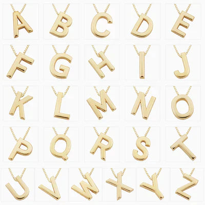 Initial Necklace Gold Pendant - Personalized Letter Charm Jewelry