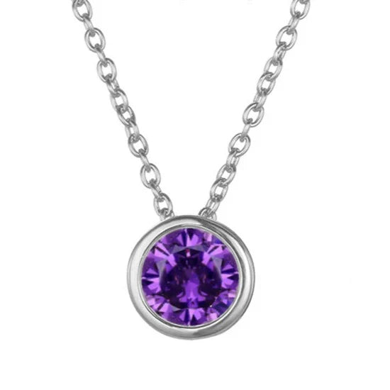 Birthstone Necklace White Gold Dainty Pendant for Women