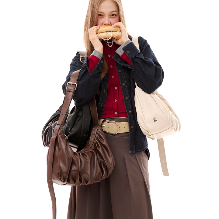 Croissant Leather Sling Bag - Crossbody Handbag for Women