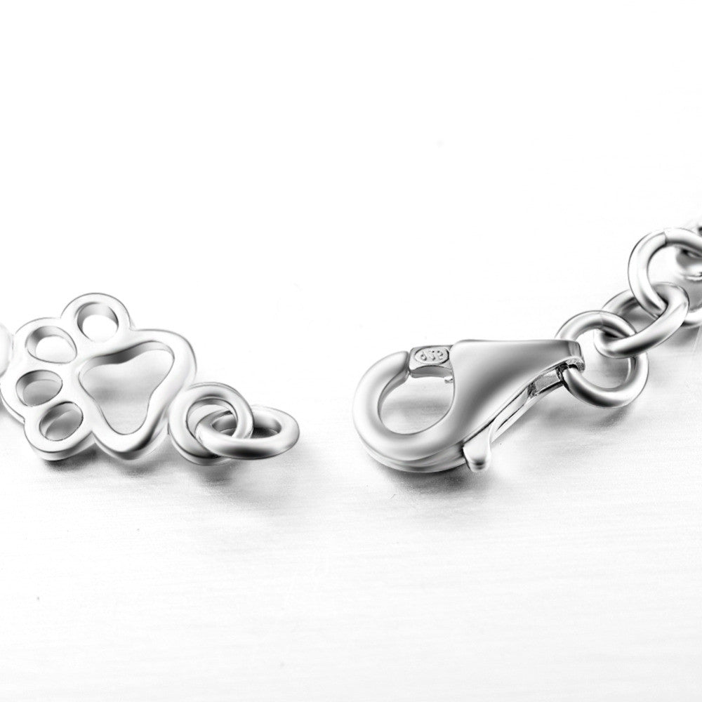 Sterling Silver Dog Paw Bracelet | Dainty Pet Lover Charm Bracelet