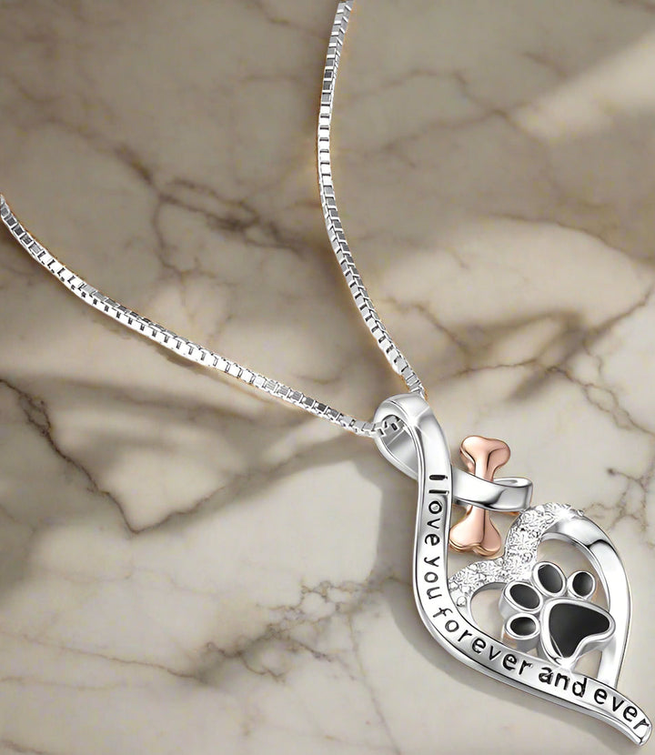 Pet Memorial Necklace Sterling Silver Paw Print Pendant