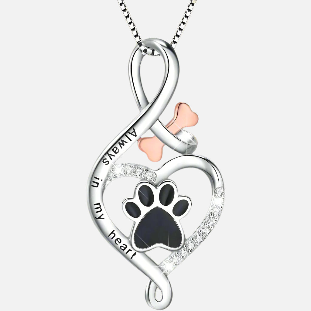 Pet Memorial Necklace Sterling Silver Paw Print Pendant