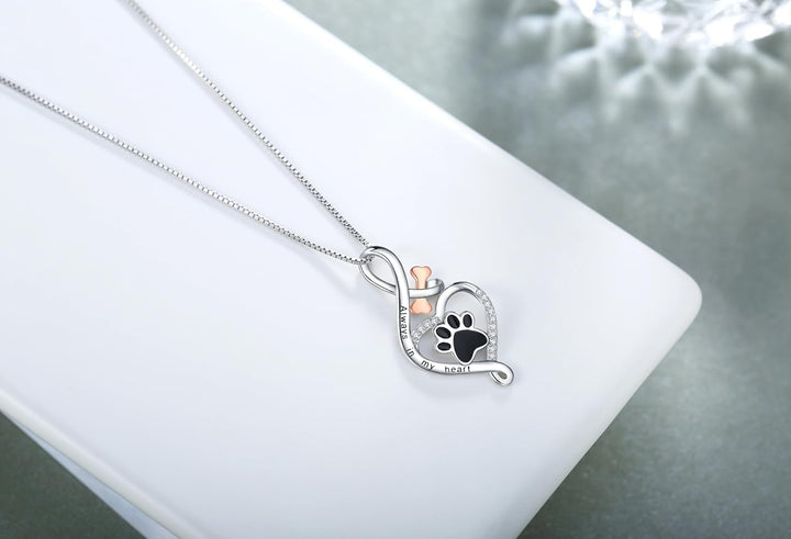 Pet Memorial Necklace Sterling Silver Paw Print Pendant
