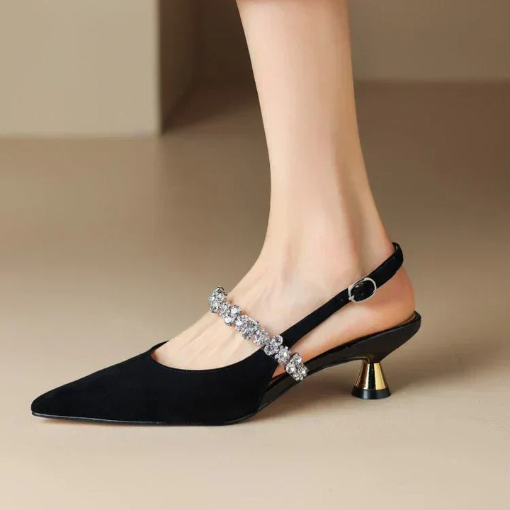 Mary Jane Pumps with Ankle Strap - Comfortable Low Heel Shoes