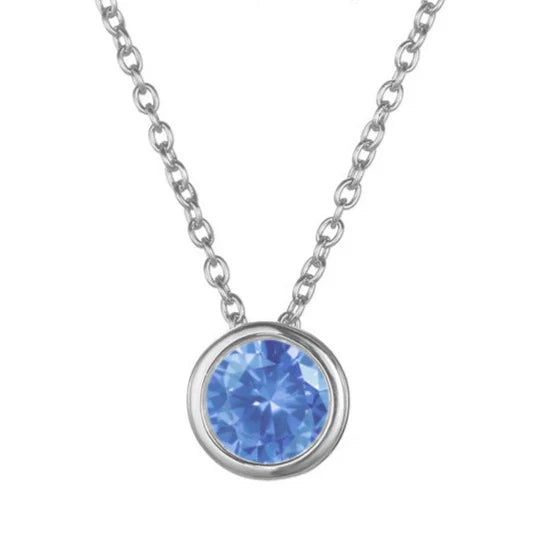 Birthstone Necklace White Gold Dainty Pendant for Women