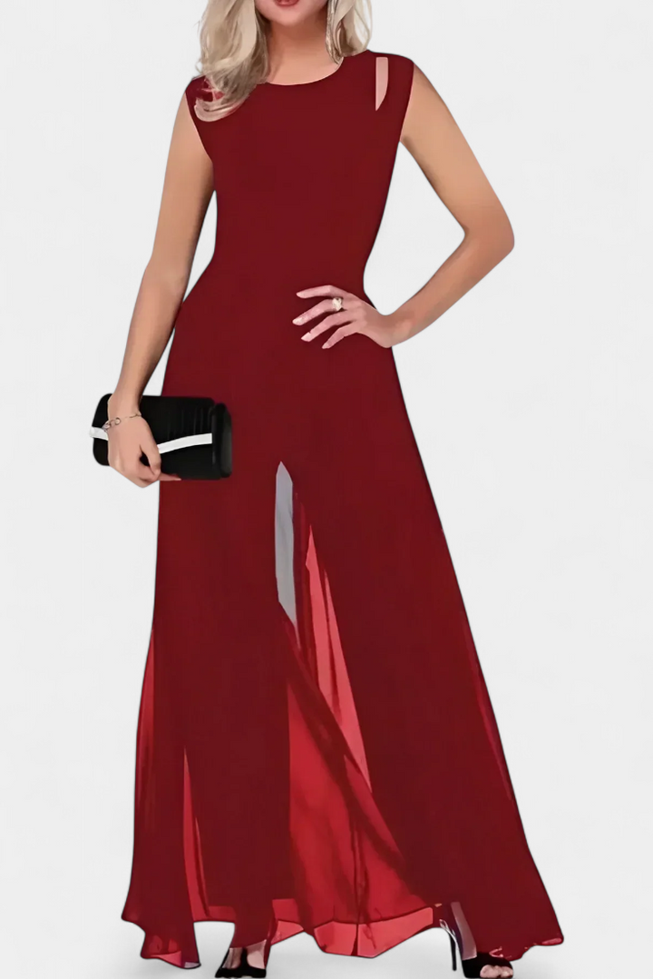 Chiffon Jumpsuit with Open Shoulder Detail for Special Occasions