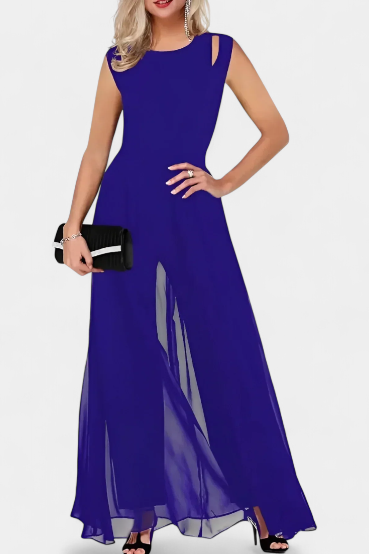 Chiffon Jumpsuit with Open Shoulder Detail for Special Occasions