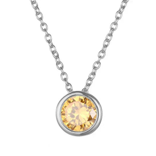 Birthstone Necklace White Gold Dainty Pendant for Women