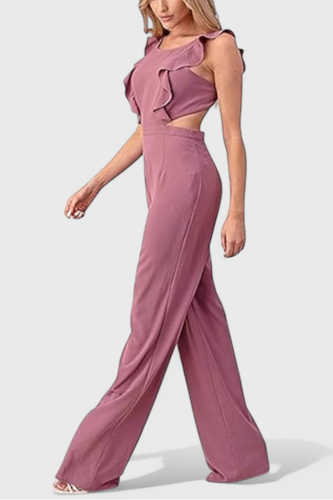 Wide Leg Jumpsuit Sleeveless with Cut-Out Detail and High Waist