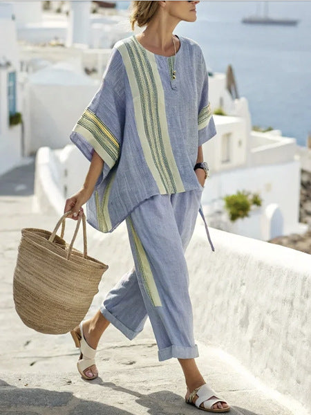 Linen Two Piece Set for Women - Relaxed Bohemian Resort Wear