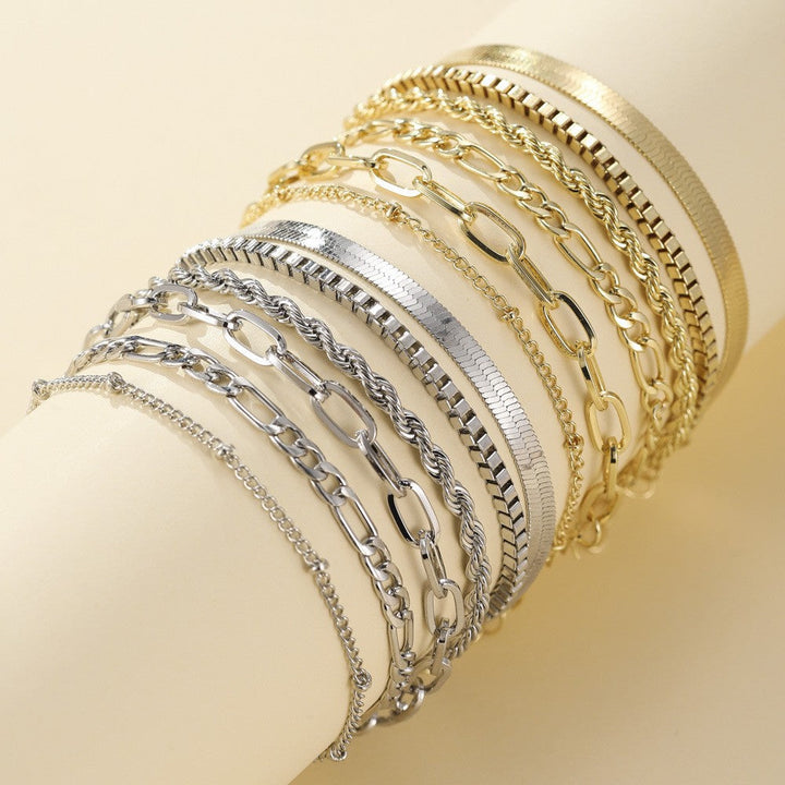 Gold Bracelet Set - Layered Stackable Bracelets for Women