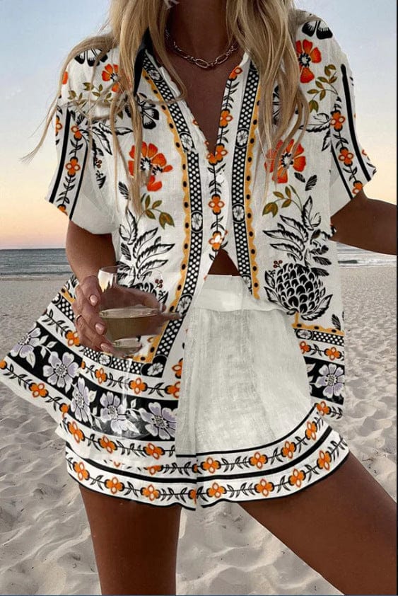 Linen Cotton Two Piece Set for Women Casual Summer Outfit