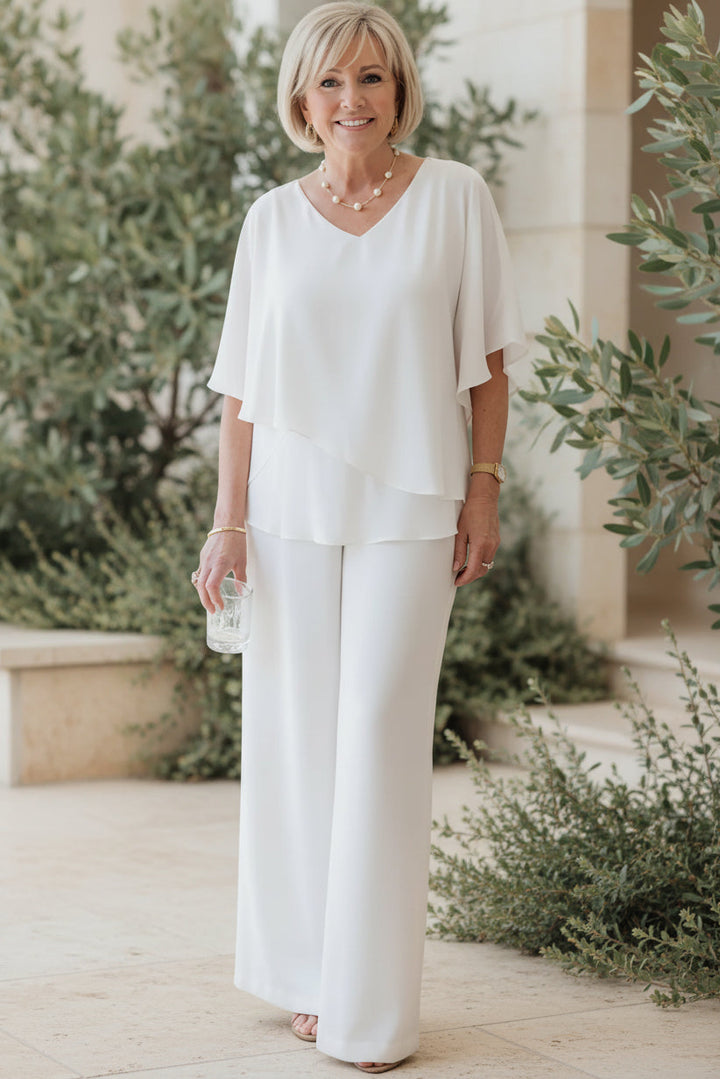 Wide Leg Pants Set for Women - Elegant Two Piece Outfit