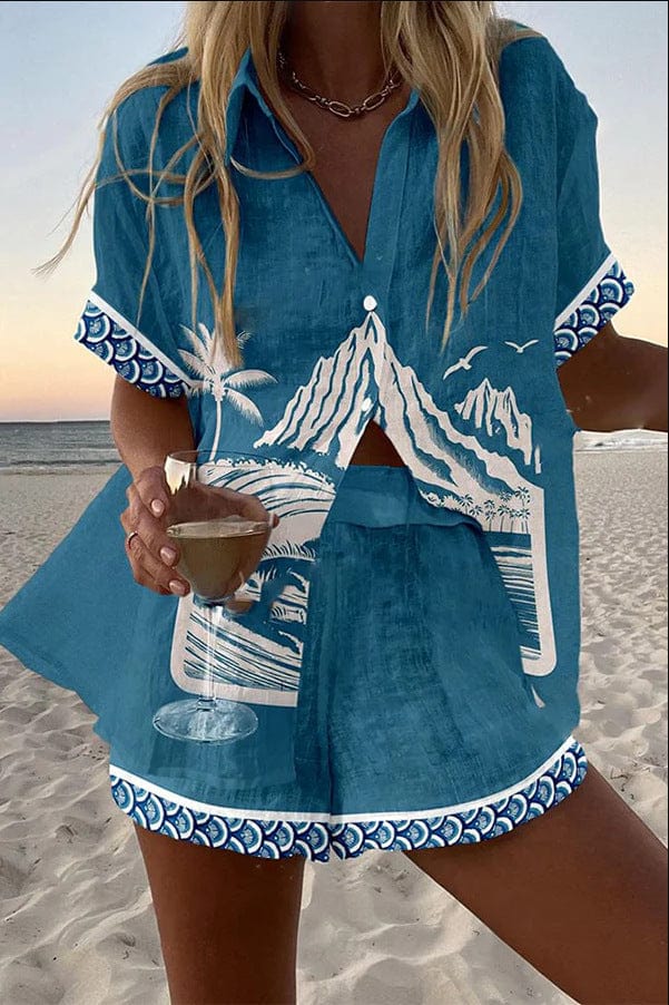 Linen Cotton Two Piece Set for Women Casual Summer Outfit