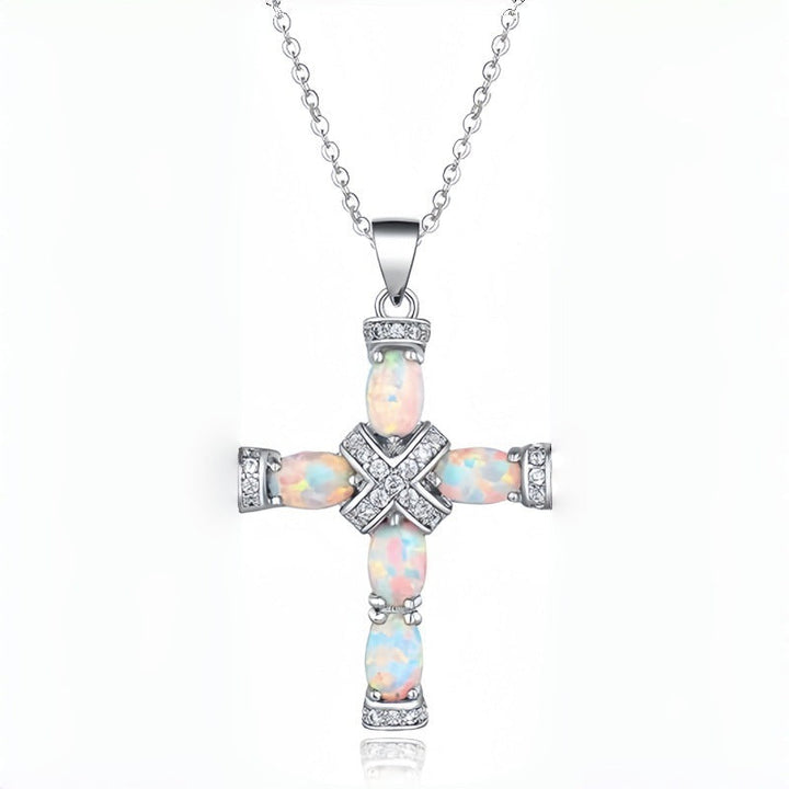 Opal Cross Pendant Necklace in Gold | Delicate Everyday Jewelry