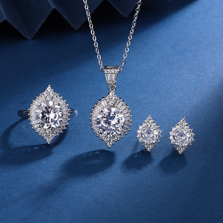 White Gold Jewelry Set - Elegant Two Piece Aria Collection