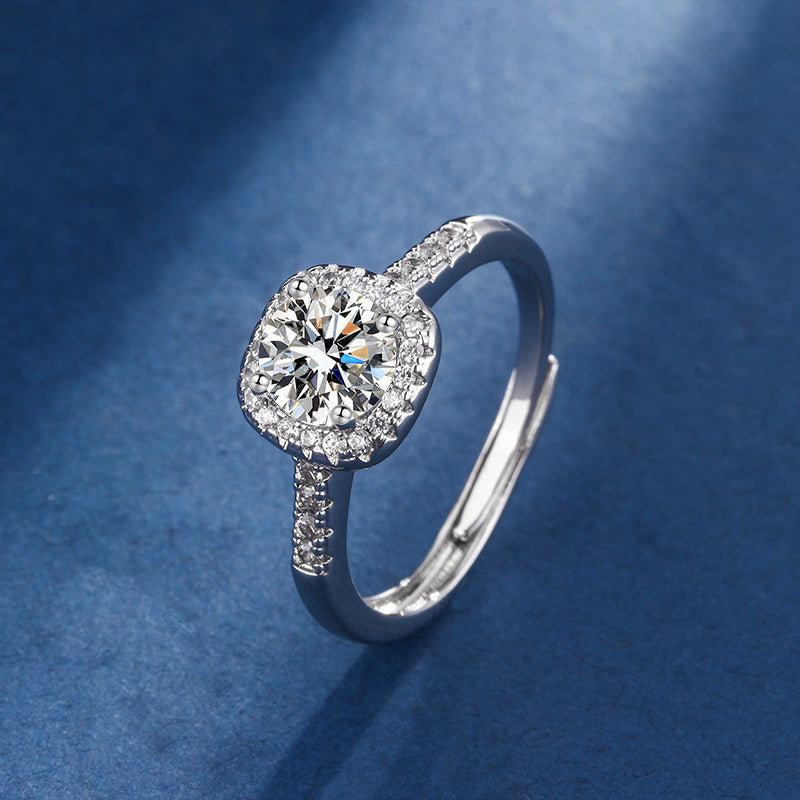Square Radiant Ring Set White Gold | Bridal Engagement Wedding Band