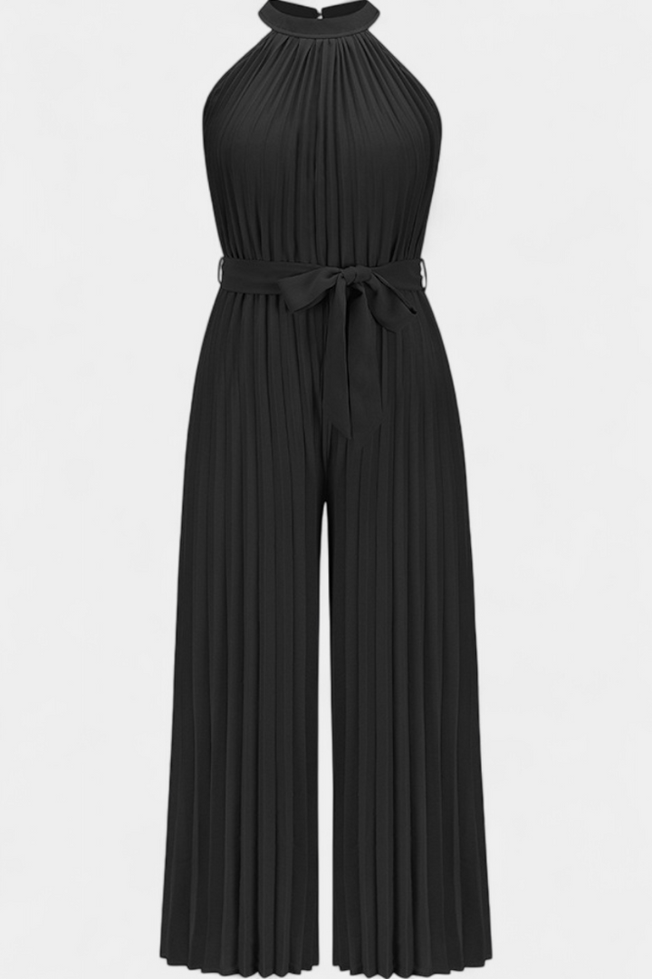 Halter Neck Pleated Palazzo Jumpsuit for Women