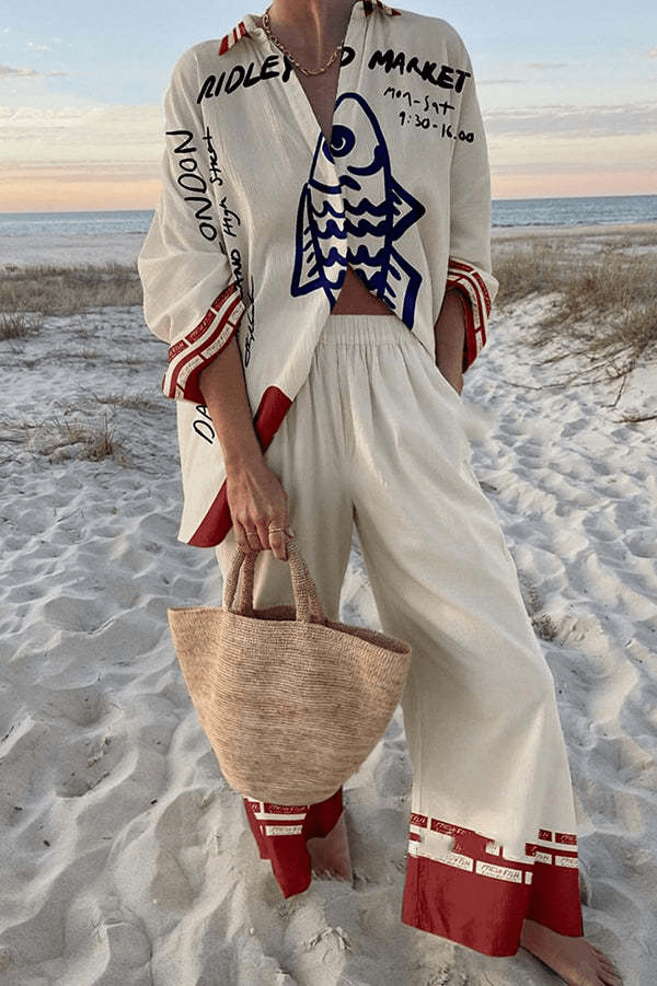 Linen Shirt and Pants Set for Women - Relaxed Two Piece Outfit