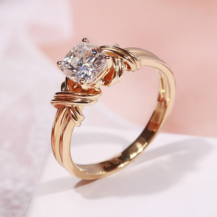 Gold Statement Ring with Knotted Band Design