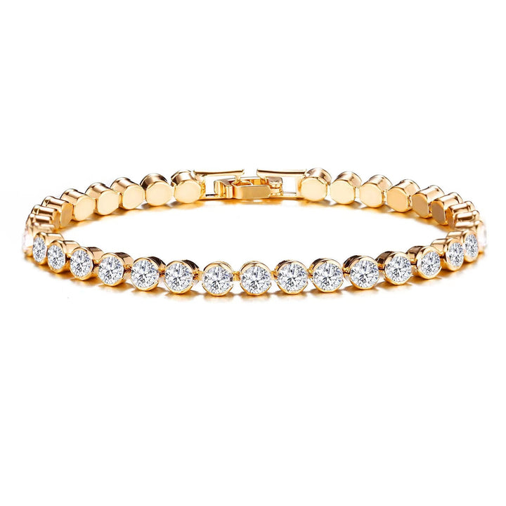 Tennis Bracelet Gold Round Cut Classic Timeless Jewelry