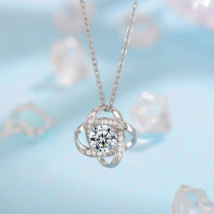 Clover Knot Jewelry Set in White Gold | Elegant Matching Necklace Earrings