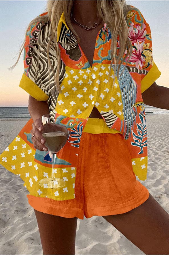 Linen Shirt and Shorts Set for Women | Cotton Blend Coordinate